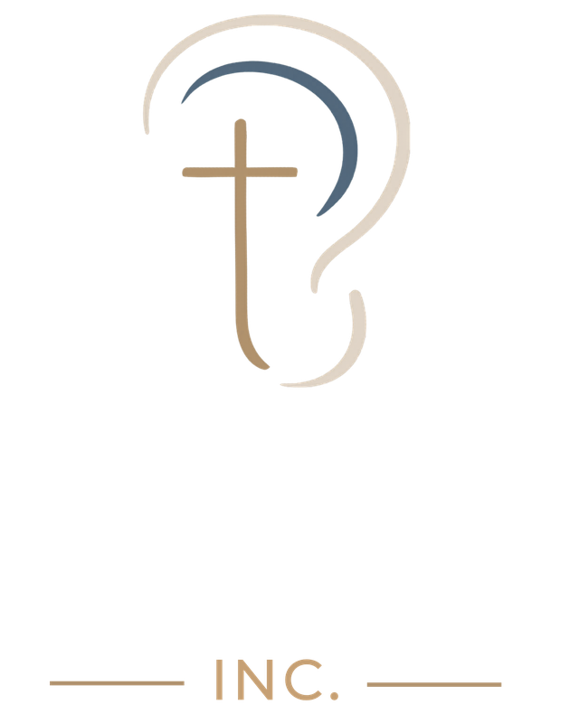 The Ears to Hear mark: an ear formed around a cross.